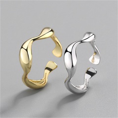 Mode S925 Sterling Silber unregelmäßiges Wellenmuster glatter offener Ring