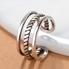 Retro S925 Sterling Silber Twist mehrschichtigen offenen Ring
