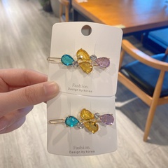 Korean style color imitation crystal bow hairpin