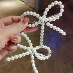 Korean style bow imitation pearl hairpin