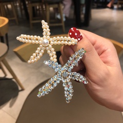 Korean style full drill starfish pearl hairpin