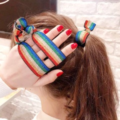 Cuerda de pelo con estampado de leopardo arco iris simple estilo coreano