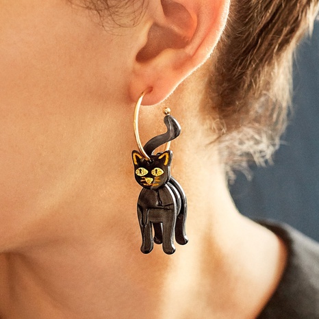 Fashion Glossy Texture Black Cat Earrings's discount tags