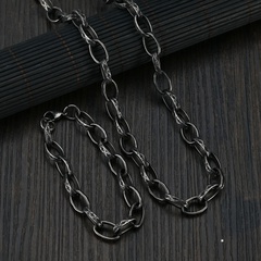 hip-hop stitching stainless steel necklace long circle embossed bracelet