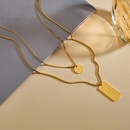 fashion letter square round pendant double layer titanium steel necklacepicture14