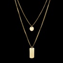 fashion letter square round pendant double layer titanium steel necklacepicture16
