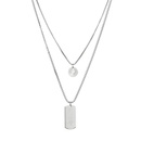 fashion letter square round pendant double layer titanium steel necklacepicture17