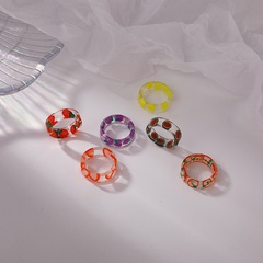 Korean geometric color transparent fruit acrylic ring