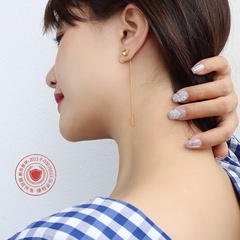 simple small peach heart titanium steel long earrings