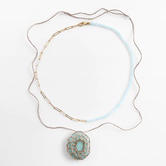 Mode New Style lange gewebte mehrschichtige Harz Reisperlen Halskette