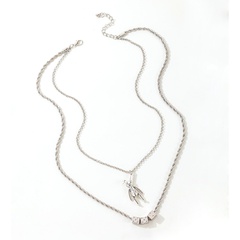 new cute cartoon rabbit pendant fashion silver dice alloy double layer necklace