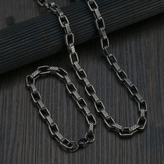 hip-hop stainless steel men's necklace & steel bracelet twill set
