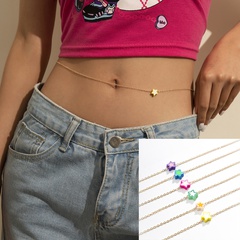 fashion color star single layer metal thin waist chain