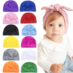 fashion solid color knotted rabbit ear baby hat