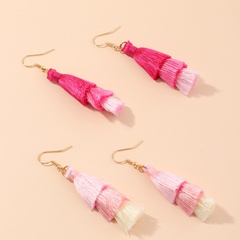 boucles d'oreilles à pampilles en coton de couleur dégradé multicouche perle de style ethnique
