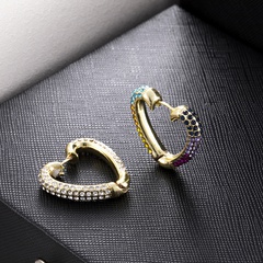 fashion colorful diamond peach heart-shaped alloy earrings