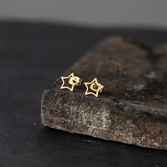fashion hollow stainless steel gold and silver five-pointed star stud earrings
