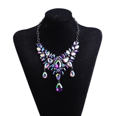 retro gem-studded crystal alloy necklace