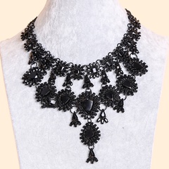 wholesale retro gem flower alloy long necklace