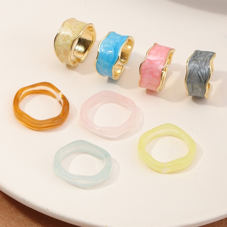 retro color drip irregular enamel resin ring wholesale  NHNZ353101's discount tags
