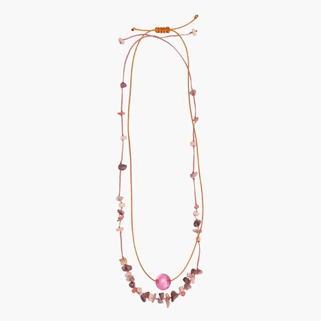 bohemian long woven natural stone multilayer necklace's discount tags