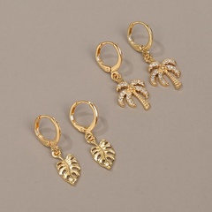 simple fashion style copper coconut tree leaf earrings