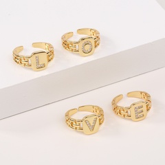 fashion new style simple copper 18K gold 26 English letter ring