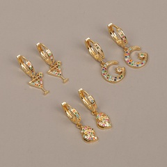 fashion new style copper color zircon moon shell wine glass earrings