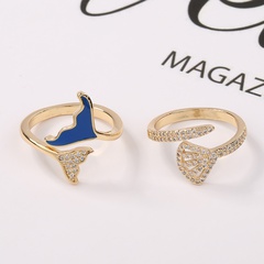 fashion new style copper drip oil zircon open mermaid tail ring