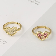new fashion simple copper zircon heart-shaped ring