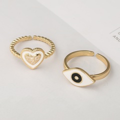 vintage fashion style new copper drop oil heart-shaped devil's eye open ring