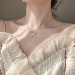 fashion s925 silver flash diamond heartbeat necklace