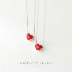 fashion s925 sterling silver red heart pendant clavicle chain