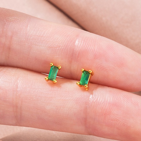 fashion new style mini rectangular zircon grandmother green earrings's discount tags