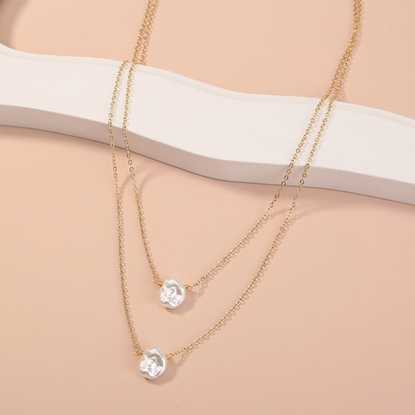 Korean double-layer pure white special-shaped pearl necklace's discount tags