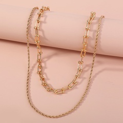 hip-hop metal twist U-shaped chain multi-layer detachable necklace