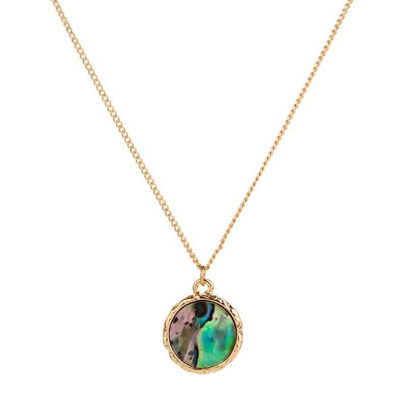 Fashion Natural Color Abalone Shell Round Pendant Necklace