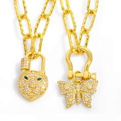 hip-hop thick chain inlaid zircon leopard head pendant necklace
