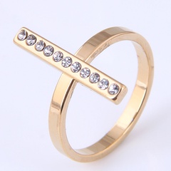 Korean fashion hip-hop strips simple diamond-studded stainless steel ring