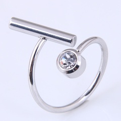 Korean fashion hip-hop simple stainless steel diamond ring