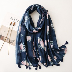 korean fashion new style printing blue flowers sunscreen shawl scarf