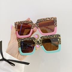 fashion frosted square leopard print color matching children's sunglasses