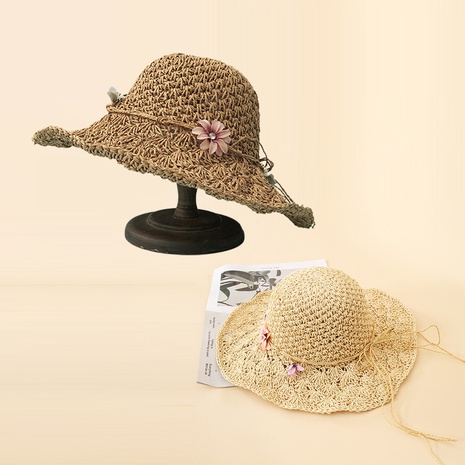 Korean fashion trendy purple flower straw hat  NHTQ353813's discount tags