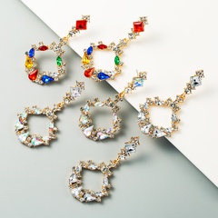 fashion creative long alloy diamond exaggerated earrings