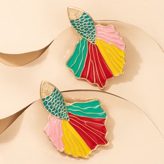 new cartoon fashion cute goldfish shape color dripping oil earrings