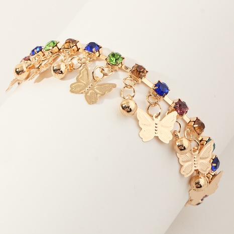 Bracelet papillon en cristal imitation micro-incrusté de diamants colorés à la mode's discount tags