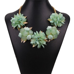 fashion contrast color flowers alloy diamond-studded necklace
