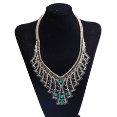 fashion full of diamonds alloy long tassel necklace