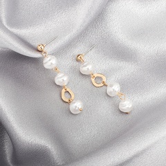 Korean style irregular geometric tassel pearl earrings