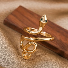 fashion zodiac snake copper inlaid zirconium open ring